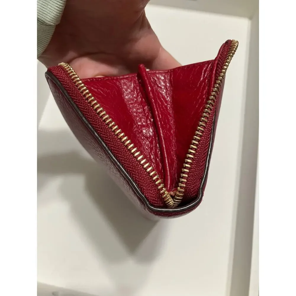 MICHAEL KORS, LARGE RED PEBBLED LEATHER WALLET